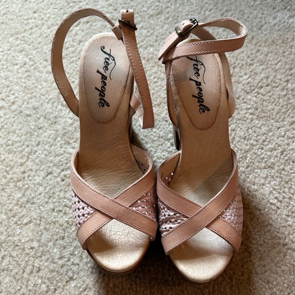 Free People Shoes - Free People Dusty Rose Crisscross Wedge Sandals